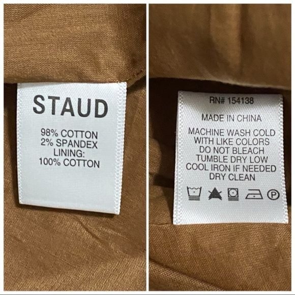 NWT Staud Ida Smocked Cotton Midi Dress, Color Tan, Size L - Picture 10 of 13